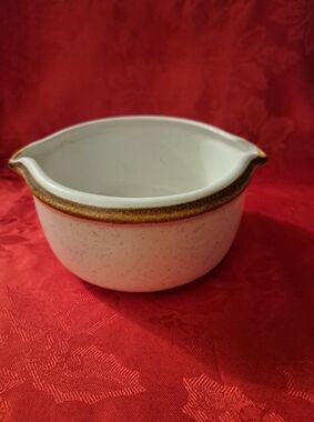 Mikasa Speckled Cream Ceramic Gravy Bowl with Brown Rim